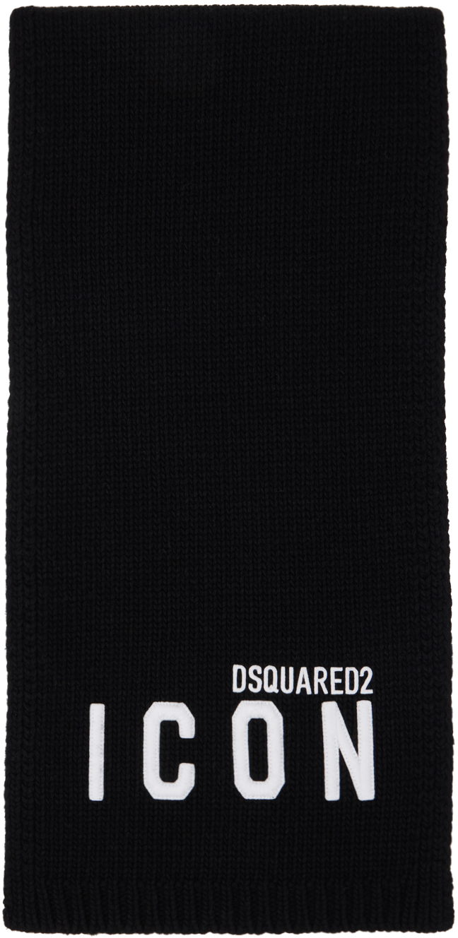 Shop Dsquared2 Black Be Icon Scarf In M063 Black+white