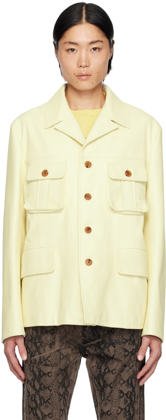 Paul Smith: Yellow Commission Edition Leather Jacket   SSENSE
