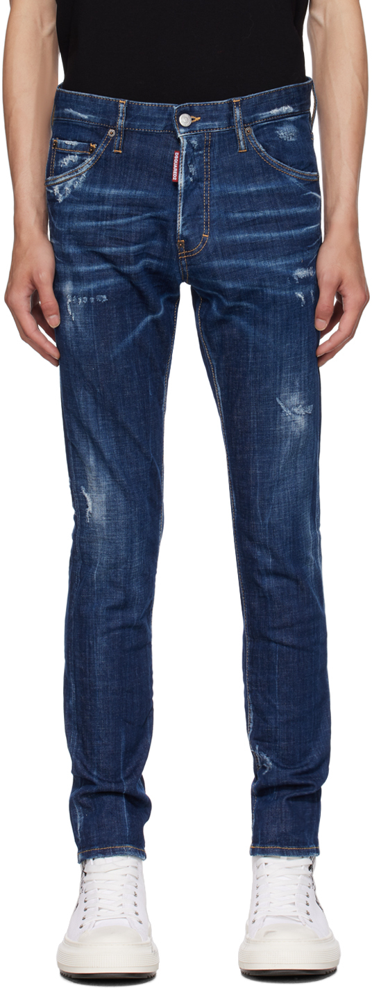 Dsquared2 Blue Sexy Dean Jeans In 470 Navy Blue