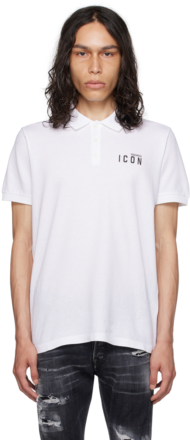 Shop Dsquared2 White 'be Icon' Polo In 100 White