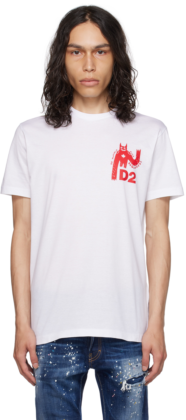Dsquared2 White Printed T-shirt In 100 White