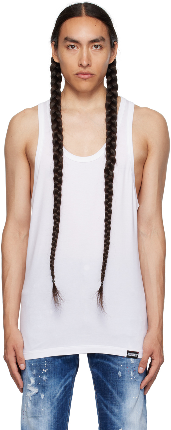 Dsquared2 Ribbed Cotton Tank Top In White