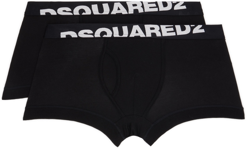 Shop Dsquared2 Two-pack Black Boxers In 001 - Black