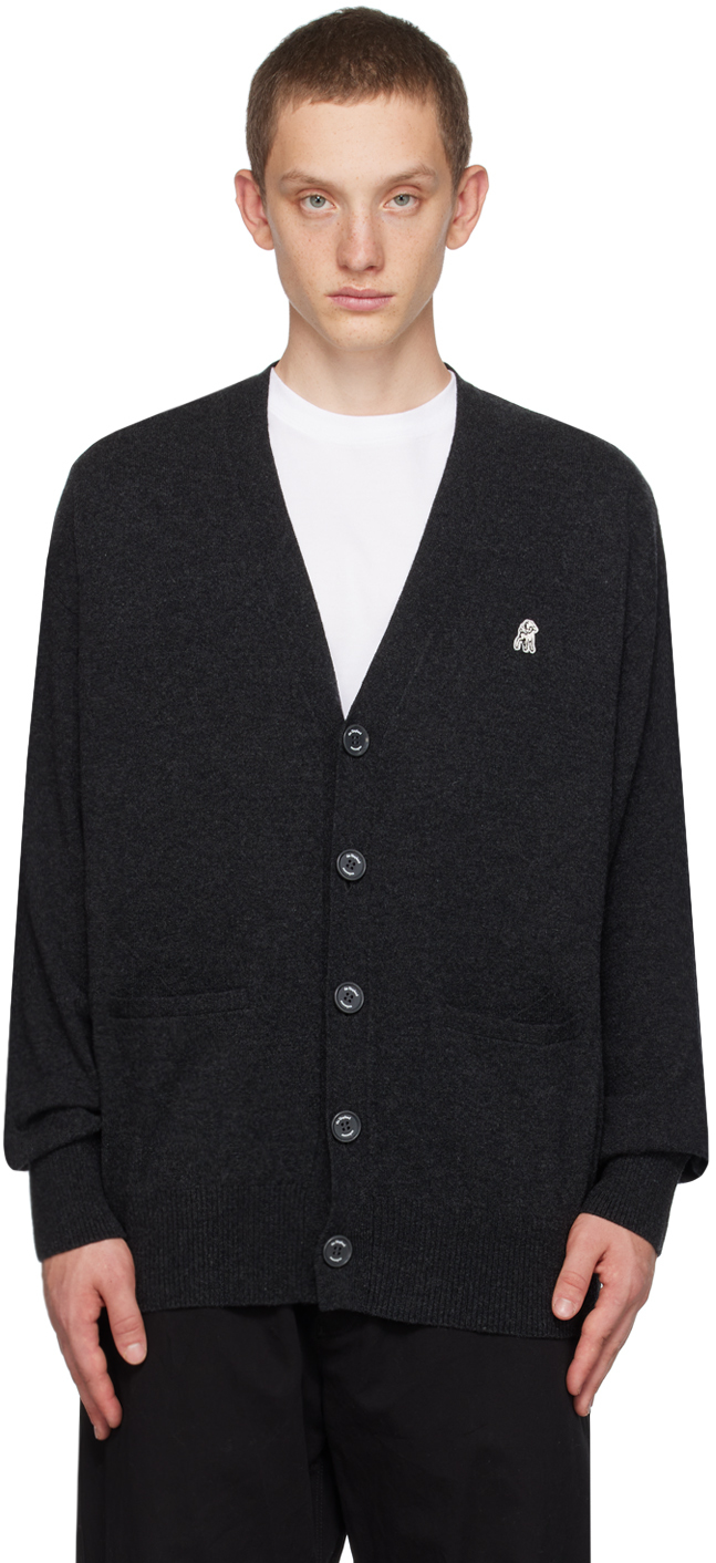The Shepherd Undercover Gray Buttoned Cardigan In T.charcoal