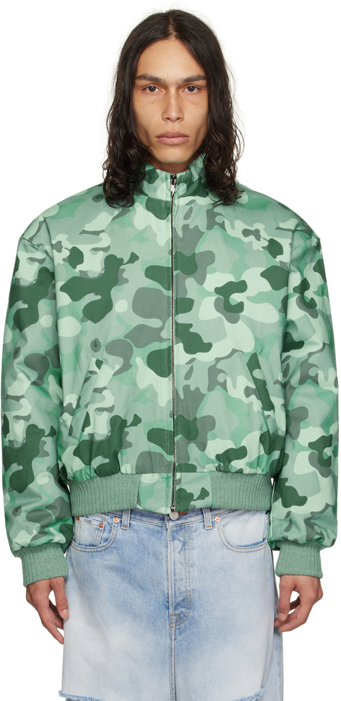 Members of the Rage: Green Camouflage Bomber Jacket | SSENSE