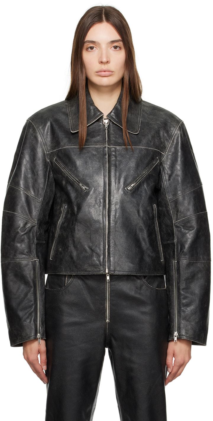 Black Faded Leather by Helmut Jacket on Lang Sale
