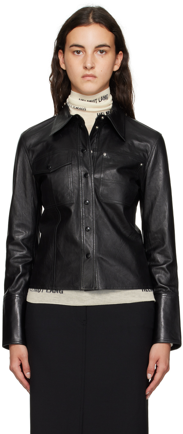Black Shirt Leather Jacket
