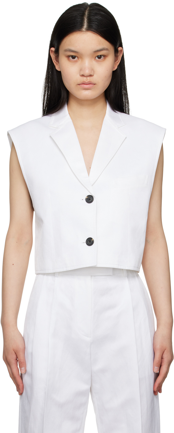 Shop Helmut Lang White Cropped Vest In Optic White - C7j
