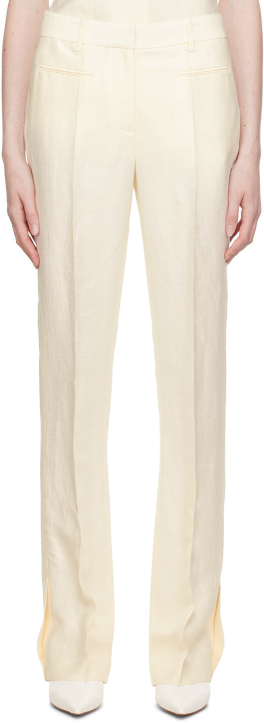 Helmut Lang Woven Straight-leg Trousers In Ivory - C05