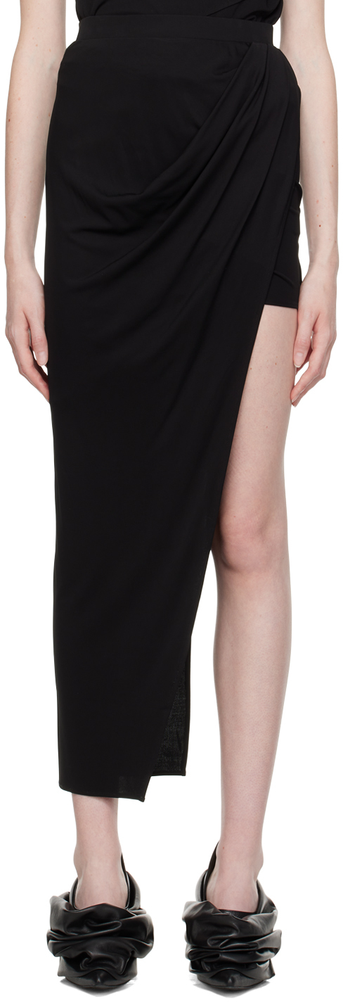 Shop Helmut Lang Black Asymmetric Maxi Skirt In Black - 001