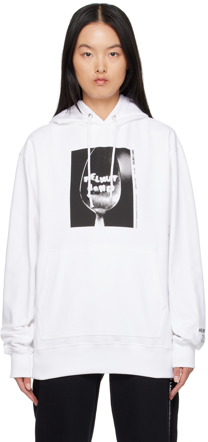 Helmut Lang White Photo Hoodie In White - 100