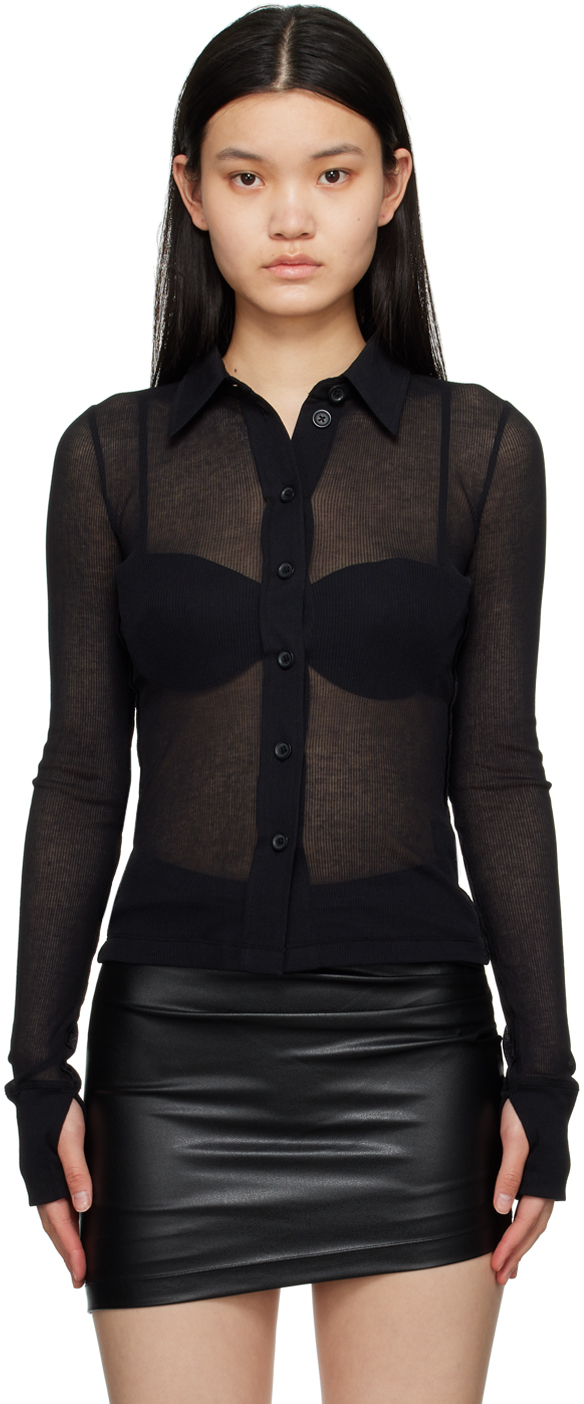 Shop Helmut Lang Black Sheer Shirt In Black - 001