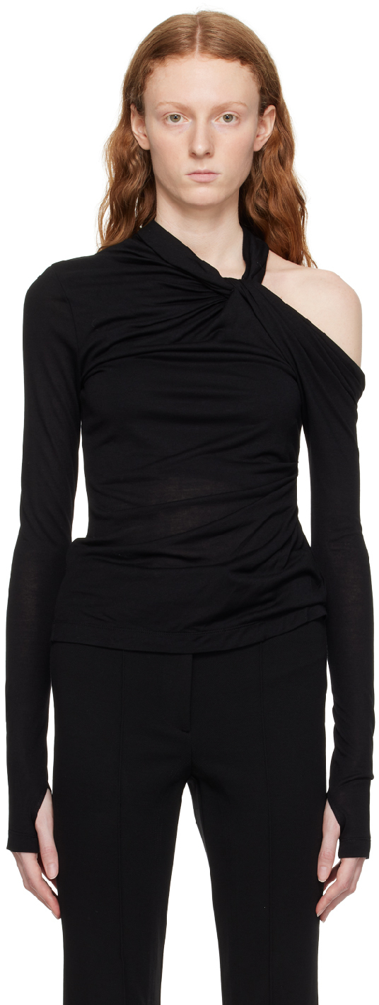 Helmut Lang Black Twisted Long Sleeve T-shirt In Black - 001