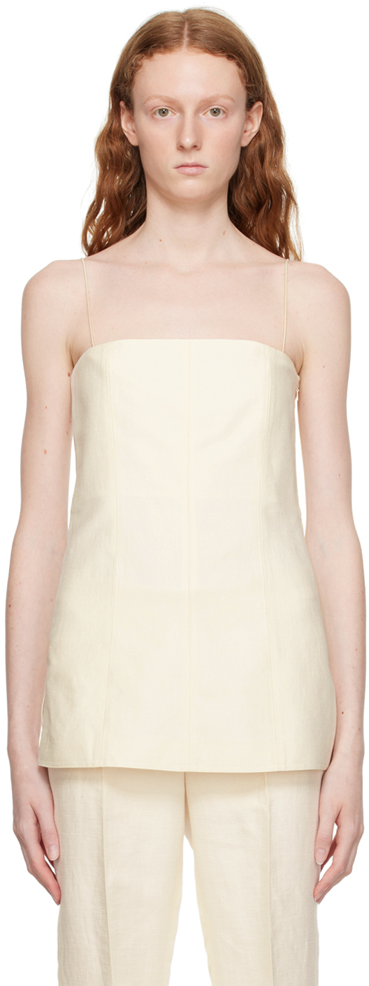 Helmut Lang Off-white Slit Camisole In Ivory