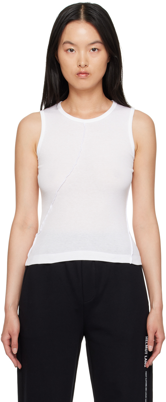 Shop Helmut Lang White Twisted Tank Top In White - 100