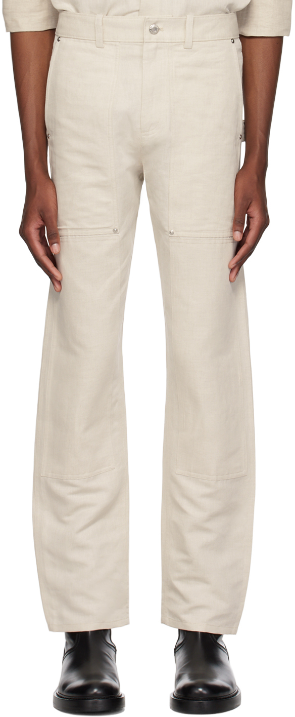 Shop Helmut Lang Beige Straight-leg Trousers In Natural - Qe1