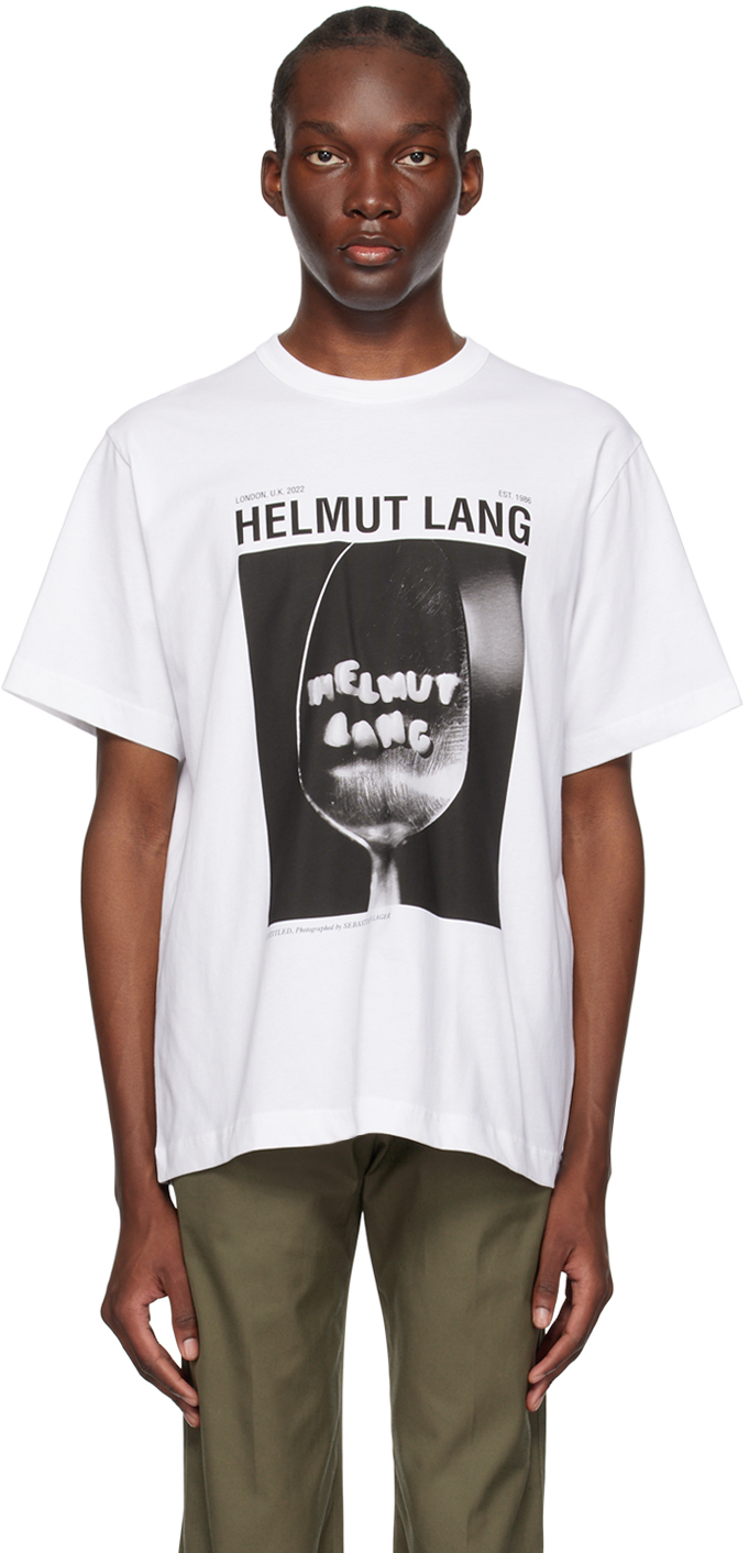 White Photo T-Shirt by Helmut Lang on Sale