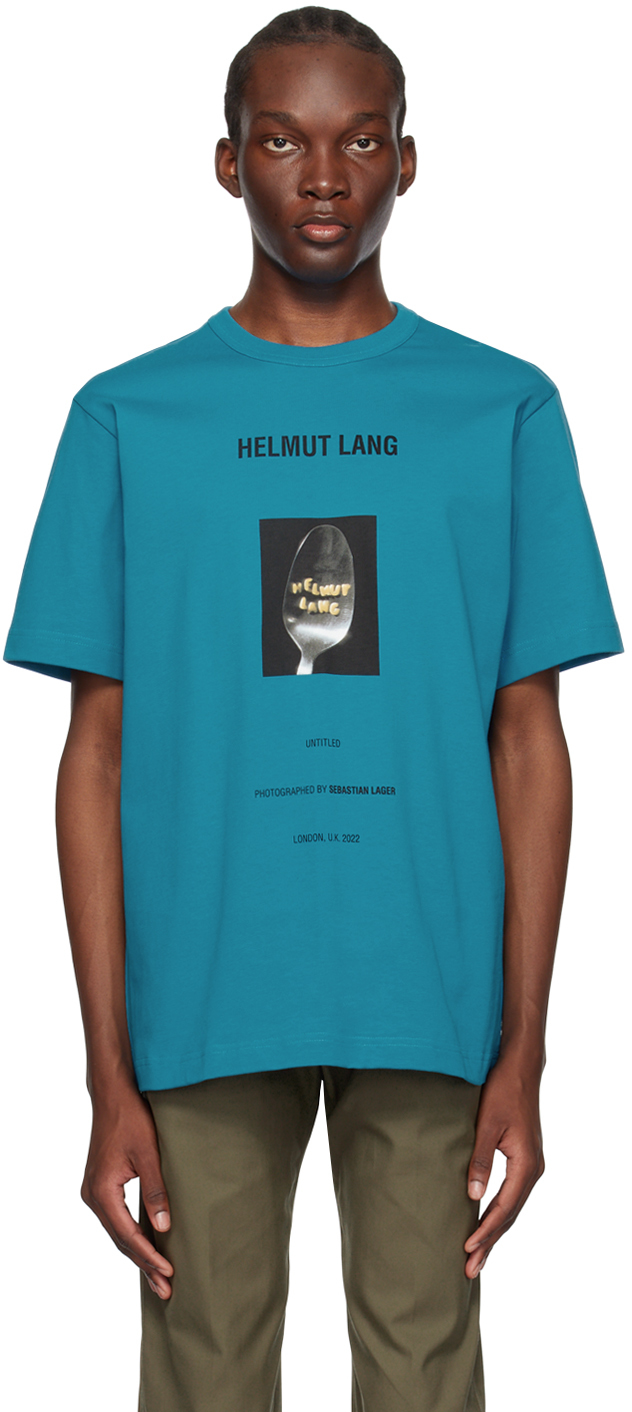 Blue Photo T-Shirt by Helmut Lang on Sale