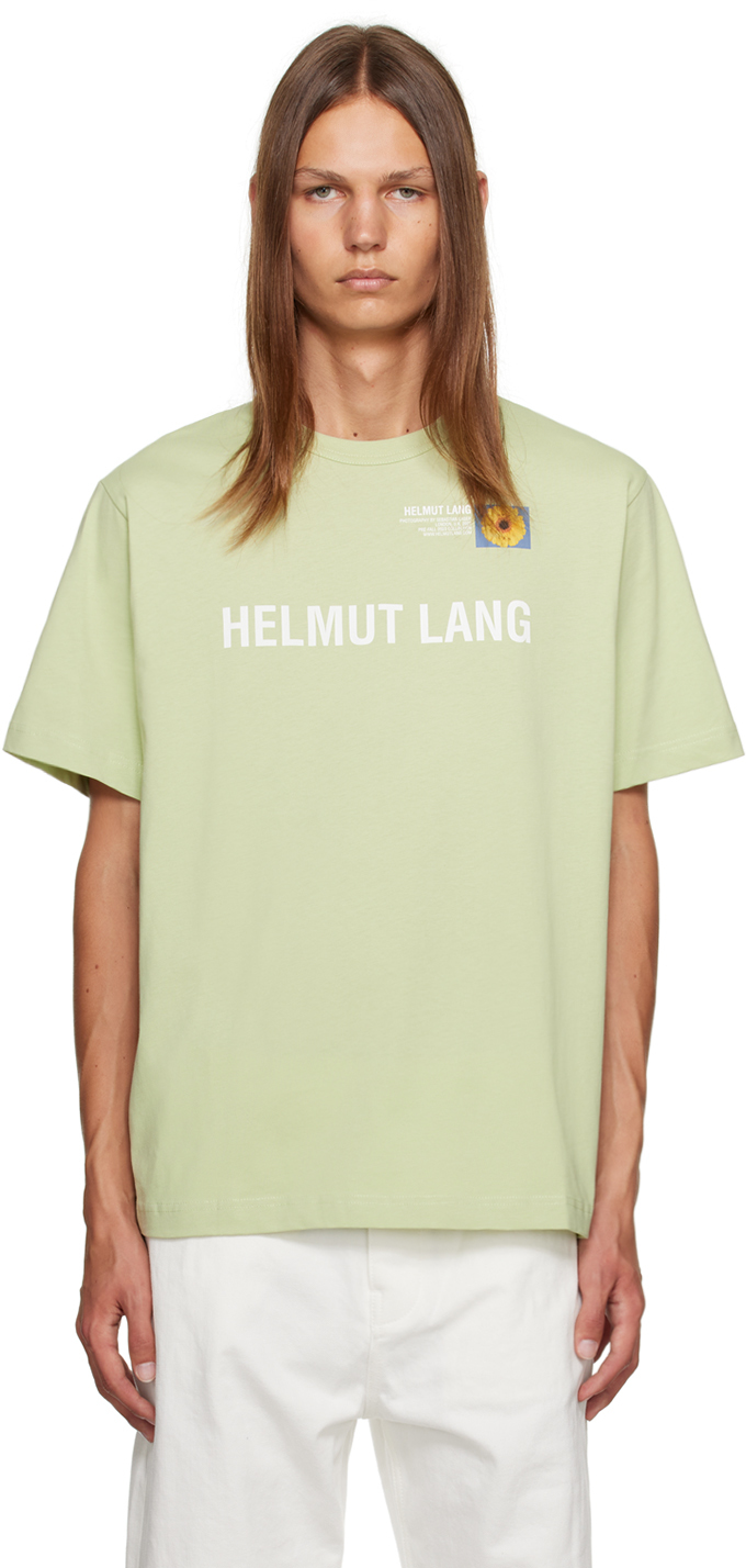 Shop Helmut Lang Green Printed T-shirt In Tea