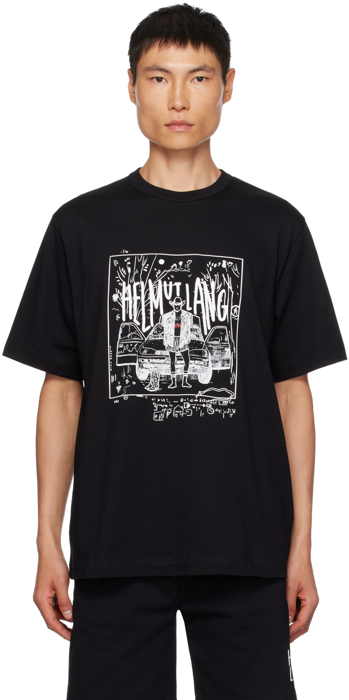 Helmut Lang: Black Printed T-Shirt | SSENSE