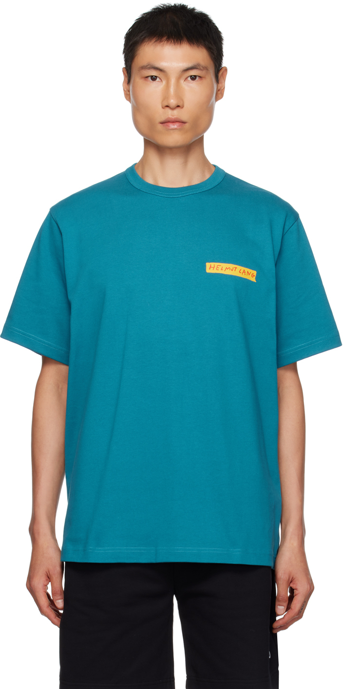 Helmut Lang: Blue Printed T-Shirt | SSENSE