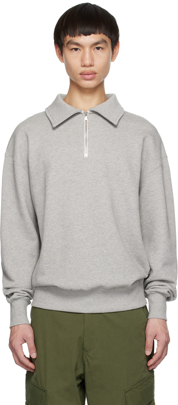 Uniform Bridge Gray Half-zip Sweatshirt In 8% Melange