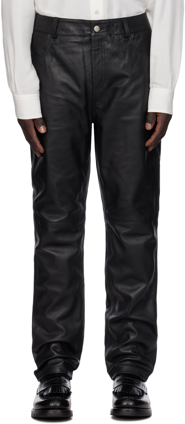 Zayn Leather Men's Causal Pants Real Lambskin Napa Leather Cognac