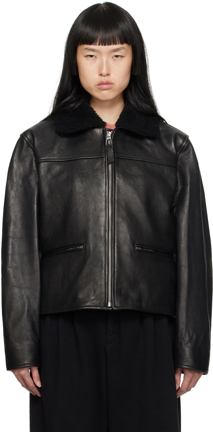 Ymc You Must Create Black Pepper Leather Jacket In 01-black