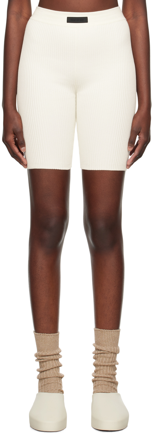 Essentials Off-white Patch Shorts In Cloud Dancer