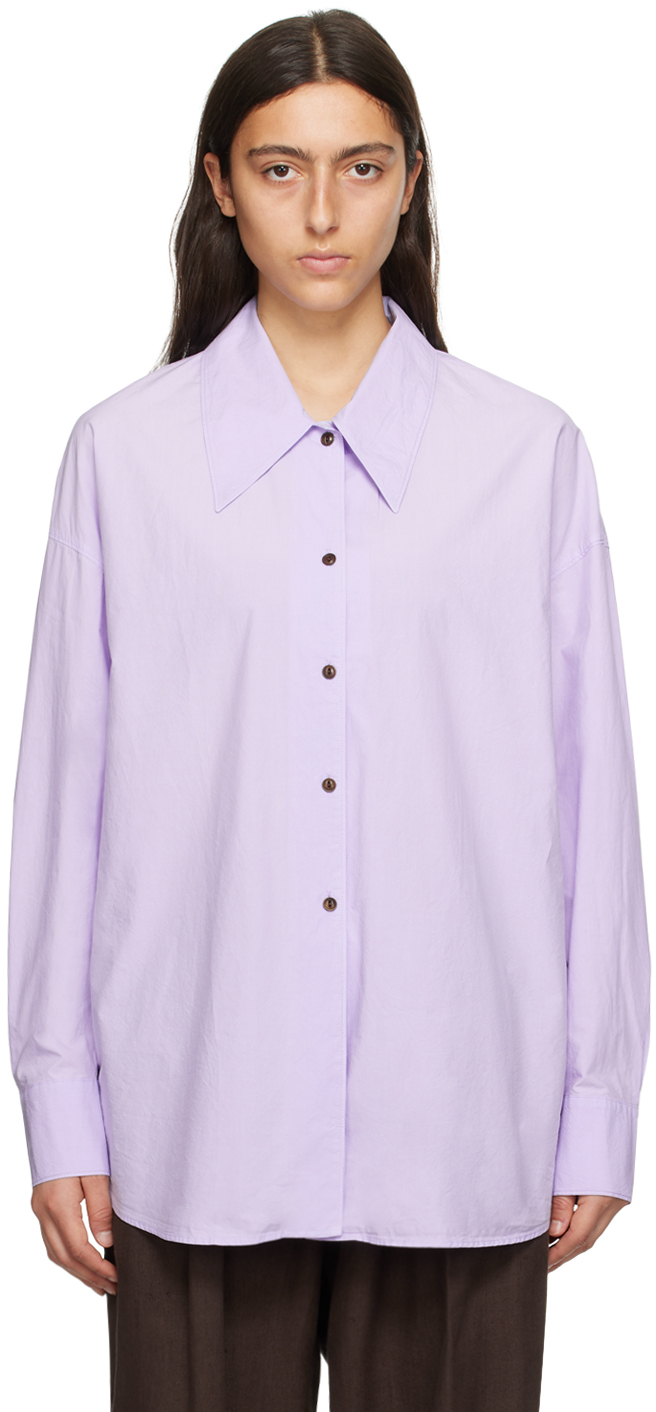 Ymc You Must Create Lena Straight-point Collar Shirt In Purple