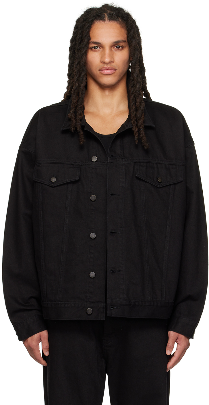 Essentials Button-fastening Denim Jacket In Black