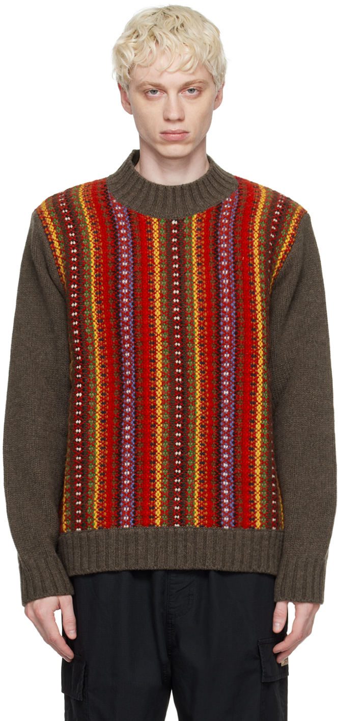 Ymc You Must Create Bluto Patterned Intarsia-knit Sweater In Multicolour