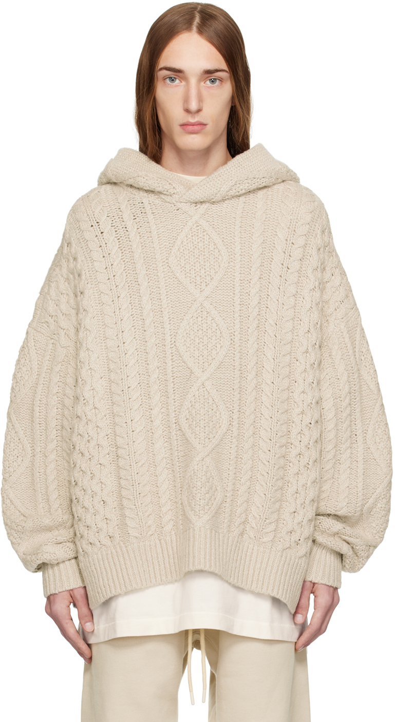 Essentials knit hoodie online taupe