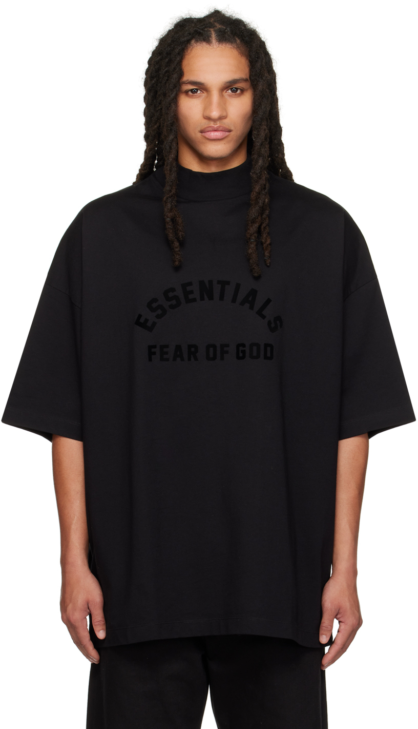 Essentials: Black Bonded T-Shirt | SSENSE Canada