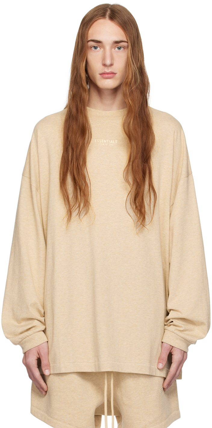 Beige Crewneck Long Sleeve T-Shirt by Fear of God ESSENTIALS on Sale