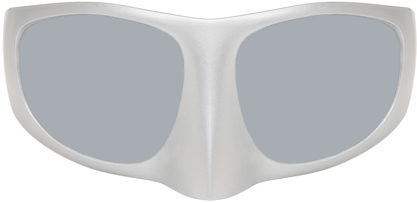 Linda Farrow Ssense Exclusive Silver 'the Mask' Sunglasses In Silver/silver