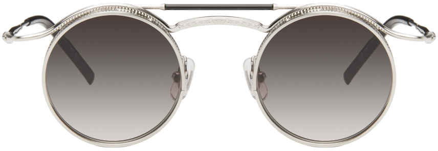 Shop Matsuda Silver Heritage 2903h Sunglasses In Silver/grey