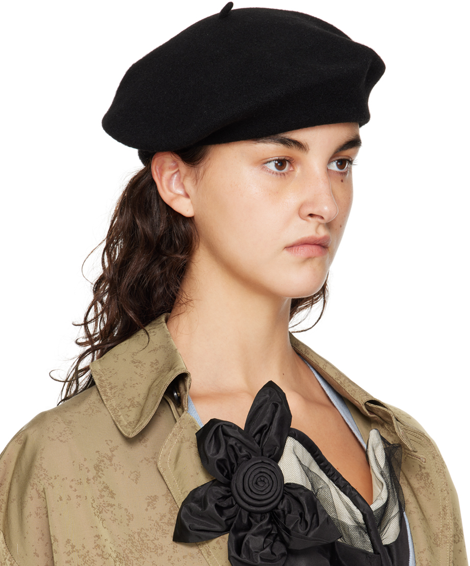 Maison Margiela Black Heavy Wool Beret In 900 Black