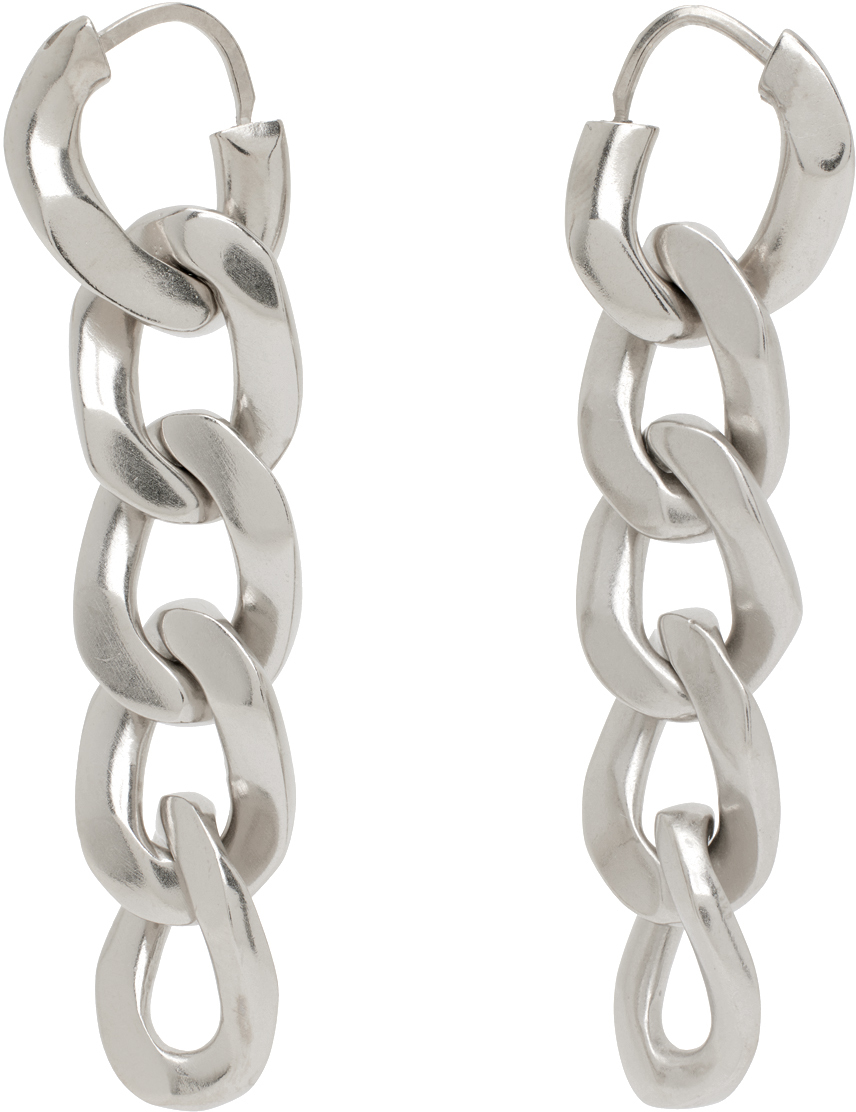Maison Margiela Silver 5 Curb Link Earrings In 951 Palladio Buratat