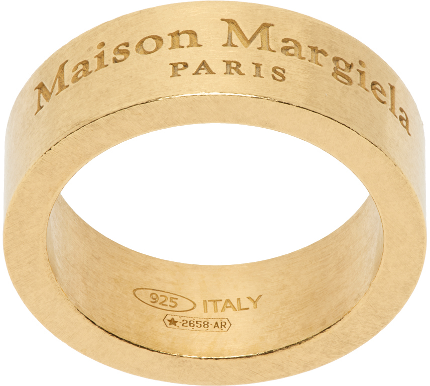 Maison Margiela Gold Logo Ring In 950 Yellow Gold Plat