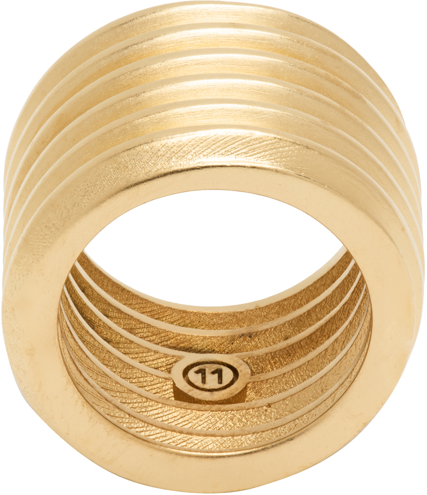 Maison Margiela Gold Bolt & Nut Ring In 950 Yellow Gold Plat