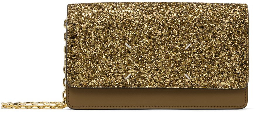 Gold Glitter Chain Wallet Bag