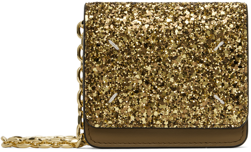Gold Micro Glitter Chain Wallet Bag