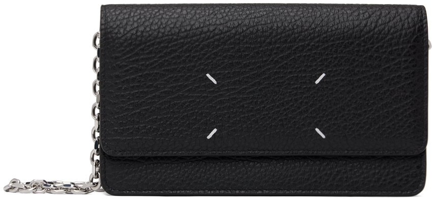 Maison Margiela Black Four Stitches Chain Wallet Bag In T8013 Black