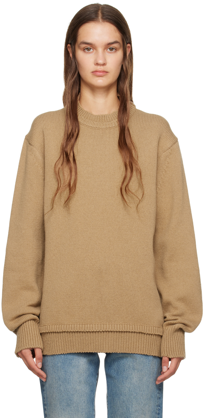 Gina Elbow Patch Asymmetrical Sweater- Off White