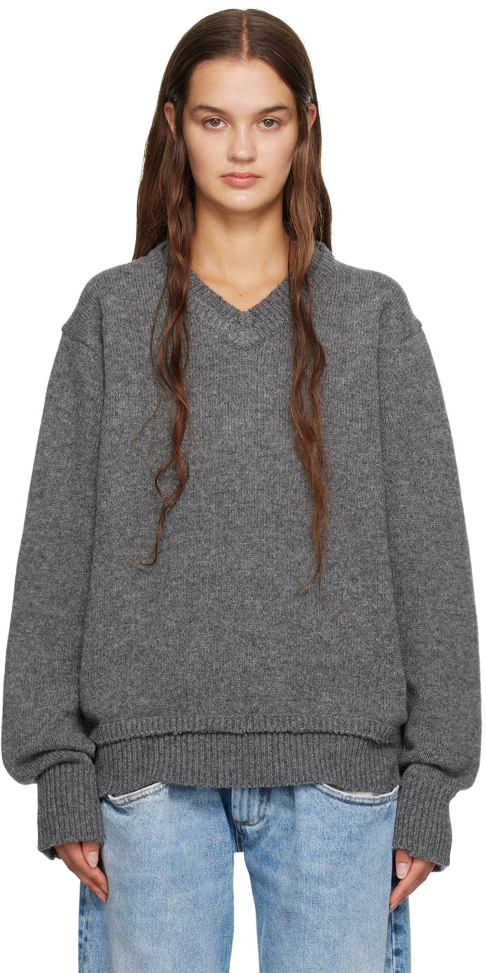 Maison Margiela Gray Layered Sweater In Grey