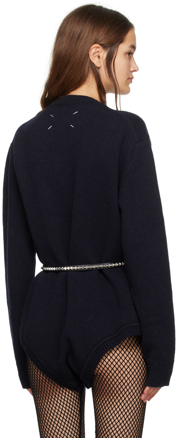 Maison Margiela Navy V-neck Sweater In 511 Navy