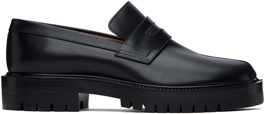 Maison Margiela Black Tabi Loafers In H8396 Black