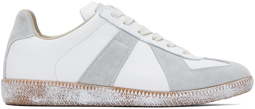 Shop Maison Margiela White & Gray Replica Sneakers In H8339 Off–white/hone