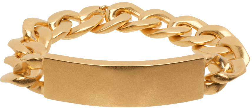 Shop Maison Margiela Gold Curb Bracelet In 950 Yellow Gold Plat